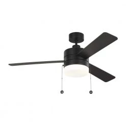 Syrus 52 in. LED Indoor Midnight Black Ceiling Fan with Light Kit and Pull Chain Operation by Monte Carlo