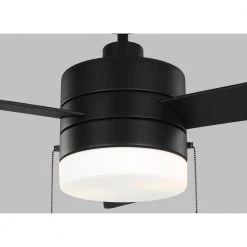 Syrus 52 in. LED Indoor Midnight Black Ceiling Fan with Light Kit and Pull Chain Operation by Monte Carlo -Justice Design Sales midnight black monte carlo ceiling fans with lights 3sy52mbkd 76 1000