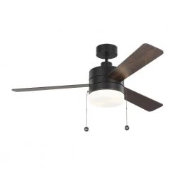 Syrus 52 in. LED Indoor Midnight Black Ceiling Fan with Light Kit and Pull Chain Operation by Monte Carlo -Justice Design Sales midnight black monte carlo ceiling fans with lights 3sy52mbkd c3 1000