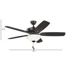 Colony Max Plus 12 in. LED Indoor/Outdoor Midnight Black/Matte White Glass Ceiling Fan with Light Kit by Monte Carlo -Justice Design Sales midnight black monte carlo ceiling fans with lights 5com52mbkd v1 fa 1000