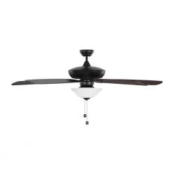 Colony Super Max Plus 60 in. LED Indoor/Outdoor Midnight Black Ceiling Fan with Light Kit and Matte White Glass by Monte Carlo -Justice Design Sales midnight black monte carlo ceiling fans with lights 5csm60mbkd v1 1f 1000