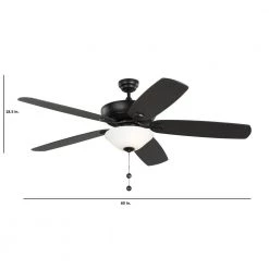 Colony Super Max Plus 60 in. LED Indoor/Outdoor Midnight Black Ceiling Fan with Light Kit and Matte White Glass by Monte Carlo -Justice Design Sales midnight black monte carlo ceiling fans with lights 5csm60mbkd v1 44 1000