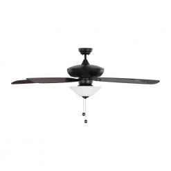 Colony Super Max Plus 60 in. LED Indoor/Outdoor Midnight Black Ceiling Fan with Light Kit and Matte White Glass by Monte Carlo -Justice Design Sales midnight black monte carlo ceiling fans with lights 5csm60mbkd v1 c3 1000