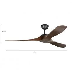 Edge 60 in. Indoor Midnight Black Ceiling Fan with Dark Walnut Blades and Handheld Remote, 6-Speeds Reverse by Monte Carlo -Justice Design Sales midnight black monte carlo ceiling fans without lights 3egr60mbkdw rh 1d 1000