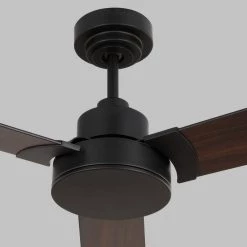 Jovie 44 in. Indoor/Outdoor Midnight Black Ceiling Fan with Wall Control and Manual Reversible Motor by Monte Carlo -Justice Design Sales midnight black monte carlo ceiling fans without lights 3jvr44mbk 44 1000