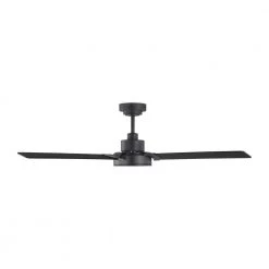 Jovie 52 in. Indoor/Outdoor Midnight Black Ceiling Fan with Wall Control and Manual Reversible Motor by Monte Carlo -Justice Design Sales midnight black monte carlo ceiling fans without lights 3jvr52mbk 4f 1000