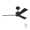Rozzen 44 in. Indoor/Outdoor Midnight Black Ceiling Fan with Handheld Remote Control and Reversible Motor by Monte Carlo -Justice Design Sales midnight black monte carlo ceiling fans without lights 3rzr44mbk 64 1000