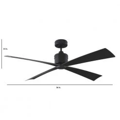 Launceton 56 in. Indoor/Outdoor Midnight Black Ceiling Fan with Remote by Monte Carlo -Justice Design Sales midnight black monte carlo ceiling fans without lights 4lncr56mbk 4f 1000