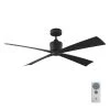 Launceton 56 in. Indoor/Outdoor Midnight Black Ceiling Fan with Remote by Monte Carlo -Justice Design Sales midnight black monte carlo ceiling fans without lights 4lncr56mbk 64 1000