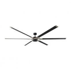 Loft 96 in. Integrated LED Indoor/Outdoor Midnight Black Ceiling Fan with Aluminum Blades, DC Motor and Remote Control by Monte Carlo -Justice Design Sales midnight black with aluminum blades monte carlo ceiling fans with lights 6lfr96mbkd 1f 1000