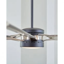 Loft 96 in. Integrated LED Indoor/Outdoor Midnight Black Ceiling Fan with Aluminum Blades, DC Motor and Remote Control by Monte Carlo -Justice Design Sales midnight black with aluminum blades monte carlo ceiling fans with lights 6lfr96mbkd 31 1000
