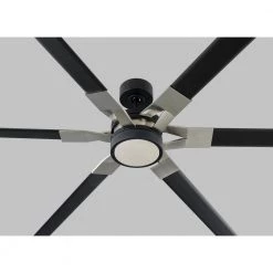 Loft 96 in. Integrated LED Indoor/Outdoor Midnight Black Ceiling Fan with Aluminum Blades, DC Motor and Remote Control by Monte Carlo -Justice Design Sales midnight black with aluminum blades monte carlo ceiling fans with lights 6lfr96mbkd 40 1000