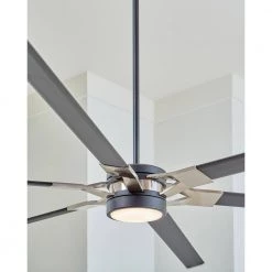 Loft 96 in. Integrated LED Indoor/Outdoor Midnight Black Ceiling Fan with Aluminum Blades, DC Motor and Remote Control by Monte Carlo -Justice Design Sales midnight black with aluminum blades monte carlo ceiling fans with lights 6lfr96mbkd 76 1000