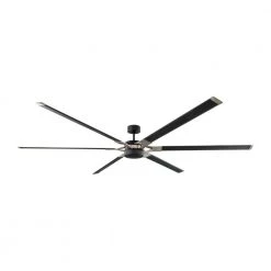 Loft 96 in. Integrated LED Indoor/Outdoor Midnight Black Ceiling Fan with Aluminum Blades, DC Motor and Remote Control by Monte Carlo -Justice Design Sales midnight black with aluminum blades monte carlo ceiling fans with lights 6lfr96mbkd fa 1000