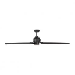 Arcade 68 in. Indoor Midnight Black Ceiling Fan with Remote Control by Monte Carlo -Justice Design Sales midnight black with black blades monte carlo ceiling fans without lights 3arr68mbk 1f 1000