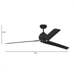Arcade 68 in. Indoor Midnight Black Ceiling Fan with Remote Control by Monte Carlo -Justice Design Sales midnight black with black blades monte carlo ceiling fans without lights 3arr68mbk 44 1000