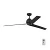 Arcade 68 in. Indoor Midnight Black Ceiling Fan with Remote Control by Monte Carlo -Justice Design Sales midnight black with black blades monte carlo ceiling fans without lights 3arr68mbk 64 1000
