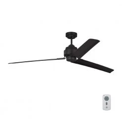 Arcade 68 in. Indoor Midnight Black Ceiling Fan with Remote Control by Monte Carlo