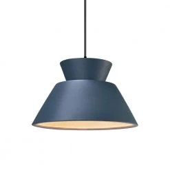 Radiance Trapezoid 1-Light Matte Black Ceramic Pendant with Midnight Sky Shade by Justice Design