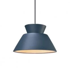 Radiance Trapezoid 1-Light Brushed Nickel Ceramic Pendant with Midnight Sky Shade by Justice Design