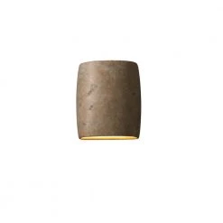 Ambiance Collection 1-Light Mocha Travertine Solar LED Outdoor Wall Lantern Sconce by Justice Design