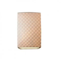 Limoges Wall Sconce (No Metal) with Checkerboard Impression Translucent Porcelain Shade by Justice Design