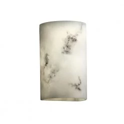 LumenAria 2-Light Large Off-White Wall Sconce with Faux Alabaster Shade by Justice Design