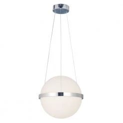 Acryluxe Centric 27-Watt Integrated LED Polished Chrome Pendant with Opal Acrylic Shade by Justice Design