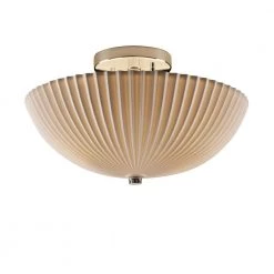 Porcelina 14 in. 2 Light Polished Chrome Semi-Flush Mount with Pleats Shade by Justice Design