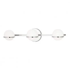 Fusion Centric 23 in. 3-Light Polished Chrome Vanity Light Bar with Opal Glass Shade by Justice Design