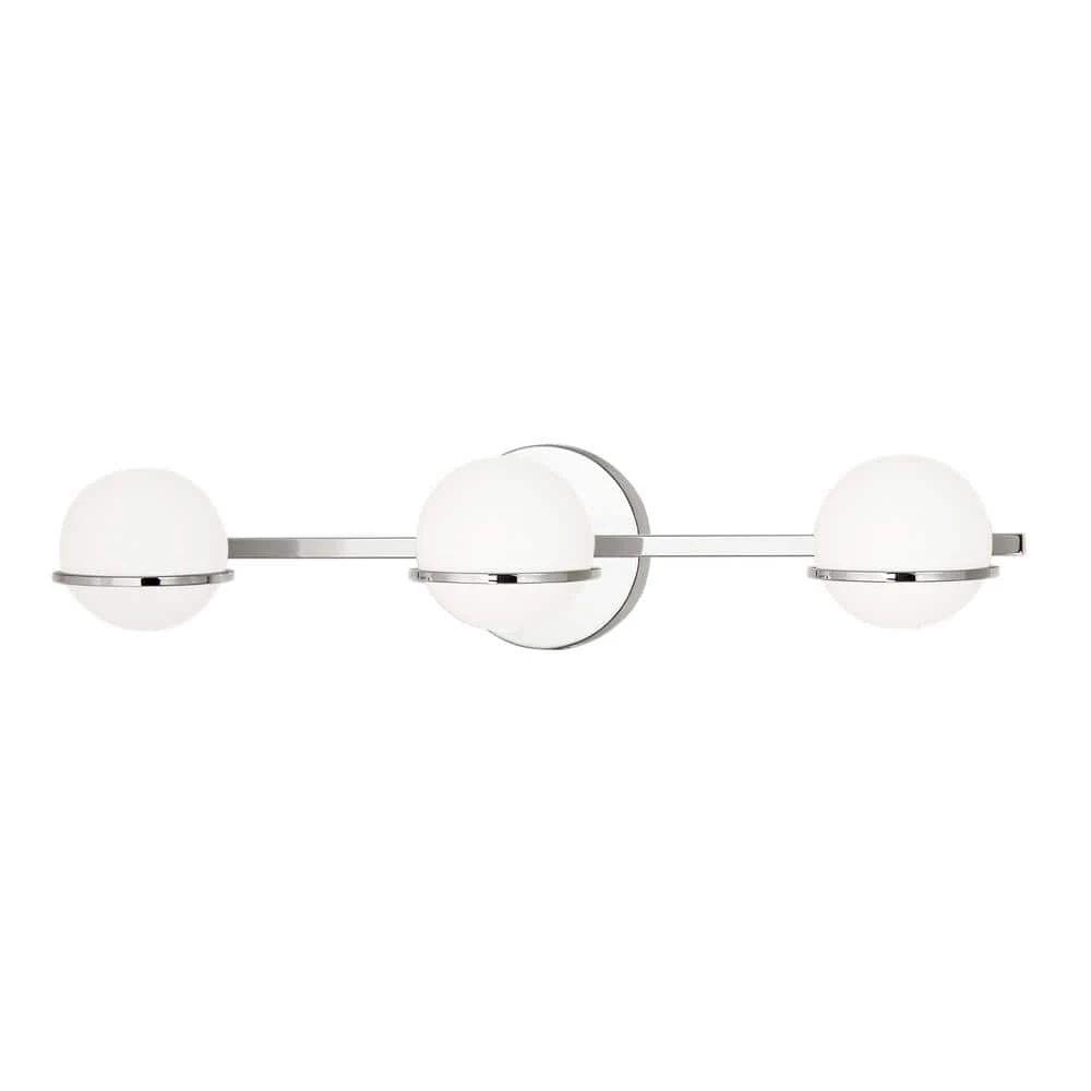Fusion Centric 23 in. 3-Light Polished Chrome Vanity Light Bar with Opal Glass Shade by Justice Design 3 Fusion Centric 23 in. 3-Light Polished Chrome Vanity Light Bar with Opal Glass Shade by Justice Design