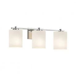 Fusion Era 3-Light Polished Chrome Bath Light with Opal Shade by Justice Design