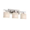 Fusion Aero 3-Light Polished Chrome Bath Light with Ribbon Shade by Justice Design -Justice Design Sales polished chrome justice design vanity lighting fsn 8703 30 rbon crom 64 1000