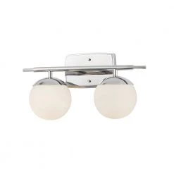 Fusion Epoch 18 in. 2-Light Polished Chrome Vanity Light Bar with Opal Glass Shade by Justice Design