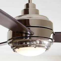 TOB by Thomas O'Brien Aerotour 56 in. Integrated LED Indoor Polished Nickel Ceiling Fan with DC Motor and Remote Control by Monte Carlo -Justice Design Sales polished nickel with dark mahogany blades monte carlo ceiling fans with lights 3tar56pndmd 44 1000