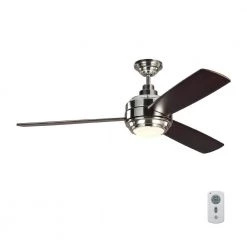 TOB by Thomas O'Brien Aerotour 56 in. Integrated LED Indoor Polished Nickel Ceiling Fan with DC Motor and Remote Control by Monte Carlo