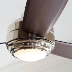 TOB by Thomas O'Brien Aerotour 56 in. Integrated LED Indoor Polished Nickel Ceiling Fan with DC Motor and Remote Control by Monte Carlo -Justice Design Sales polished nickel with dark mahogany blades monte carlo ceiling fans with lights 3tar56pndmd 77 1000