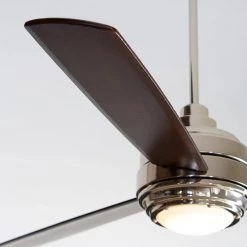 TOB by Thomas O'Brien Aerotour 56 in. Integrated LED Indoor Polished Nickel Ceiling Fan with DC Motor and Remote Control by Monte Carlo -Justice Design Sales polished nickel with dark mahogany blades monte carlo ceiling fans with lights 3tar56pndmd a0 1000
