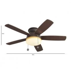 Traverse 52 in. Indoor Modern Roman Bronze Flush Mount Ceiling Fan with Light Kit by Monte Carlo -Justice Design Sales roman bronze monte carlo ceiling fans with lights 5tv52rbd v1 c3 1000