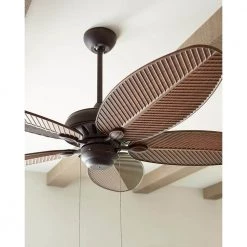 Cruise 52 in. Indoor/Outdoor Roman Bronze Ceiling Fan with American Walnut Palm Leaf Blades by Monte Carlo -Justice Design Sales roman bronze with american walnut blades monte carlo ceiling fans without lights 5cu52rb 40 1000