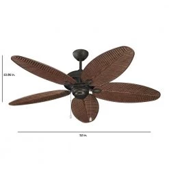 Cruise 52 in. Indoor/Outdoor Roman Bronze Ceiling Fan with American Walnut Palm Leaf Blades by Monte Carlo -Justice Design Sales roman bronze with american walnut blades monte carlo ceiling fans without lights 5cu52rb 44 1000