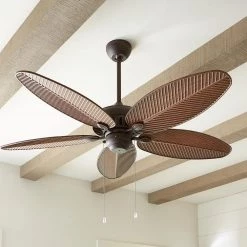 Cruise 52 in. Indoor/Outdoor Roman Bronze Ceiling Fan with American Walnut Palm Leaf Blades by Monte Carlo -Justice Design Sales roman bronze with american walnut blades monte carlo ceiling fans without lights 5cu52rb 66 1000