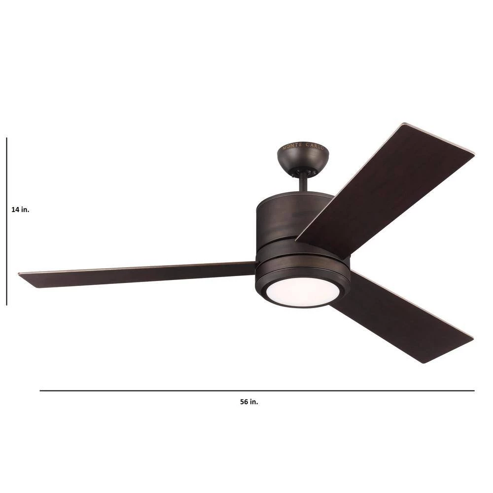 Vision Max 56 in. Integrated LED Indoor/Outdoor Roman Bronze Ceiling Fan with Bronze Blades and Wall Switch Control by Monte Carlo 10 Vision Max 56 in. Integrated LED Indoor/Outdoor Roman Bronze Ceiling Fan with Bronze Blades and Wall Switch Control by Monte Carlo - Image 8
