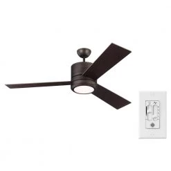 Vision Max 56 in. Integrated LED Indoor/Outdoor Roman Bronze Ceiling Fan with Bronze Blades and Wall Switch Control by Monte Carlo