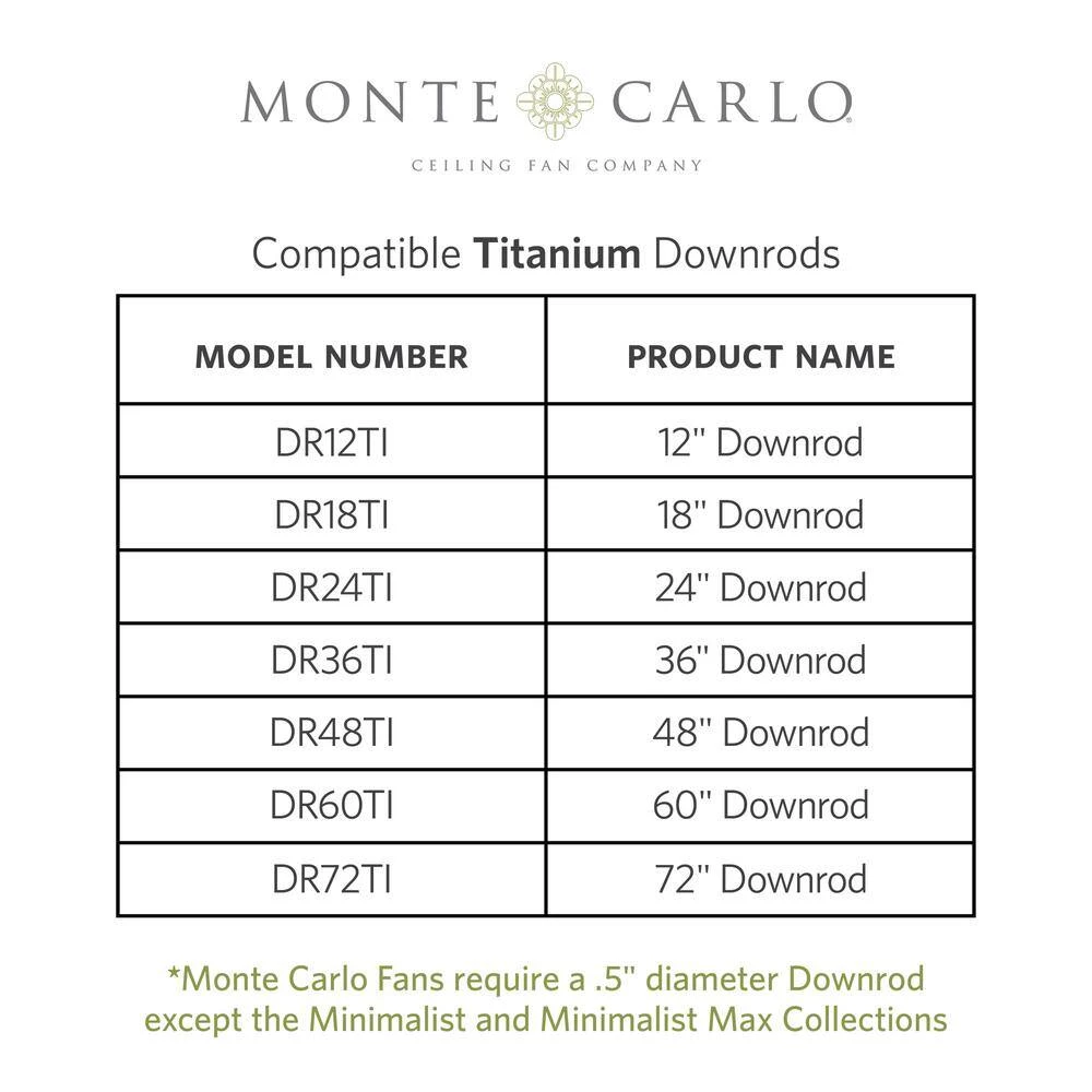 36 in. Titanium Extension Downrod, 1/2 in. Inside Diameter by Monte Carlo 4 36 in. Titanium Extension Downrod, 1/2 in. Inside Diameter by Monte Carlo - Image 2