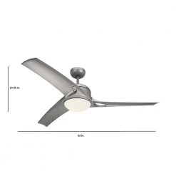 Mach One 52 in. Integrated LED Indoor Titanium Ceiling Fan with Titanium ABS Blades and Remote Control by Monte Carlo -Justice Design Sales titanium monte carlo ceiling fans with lights 3mo52tmo v1 4f 1000