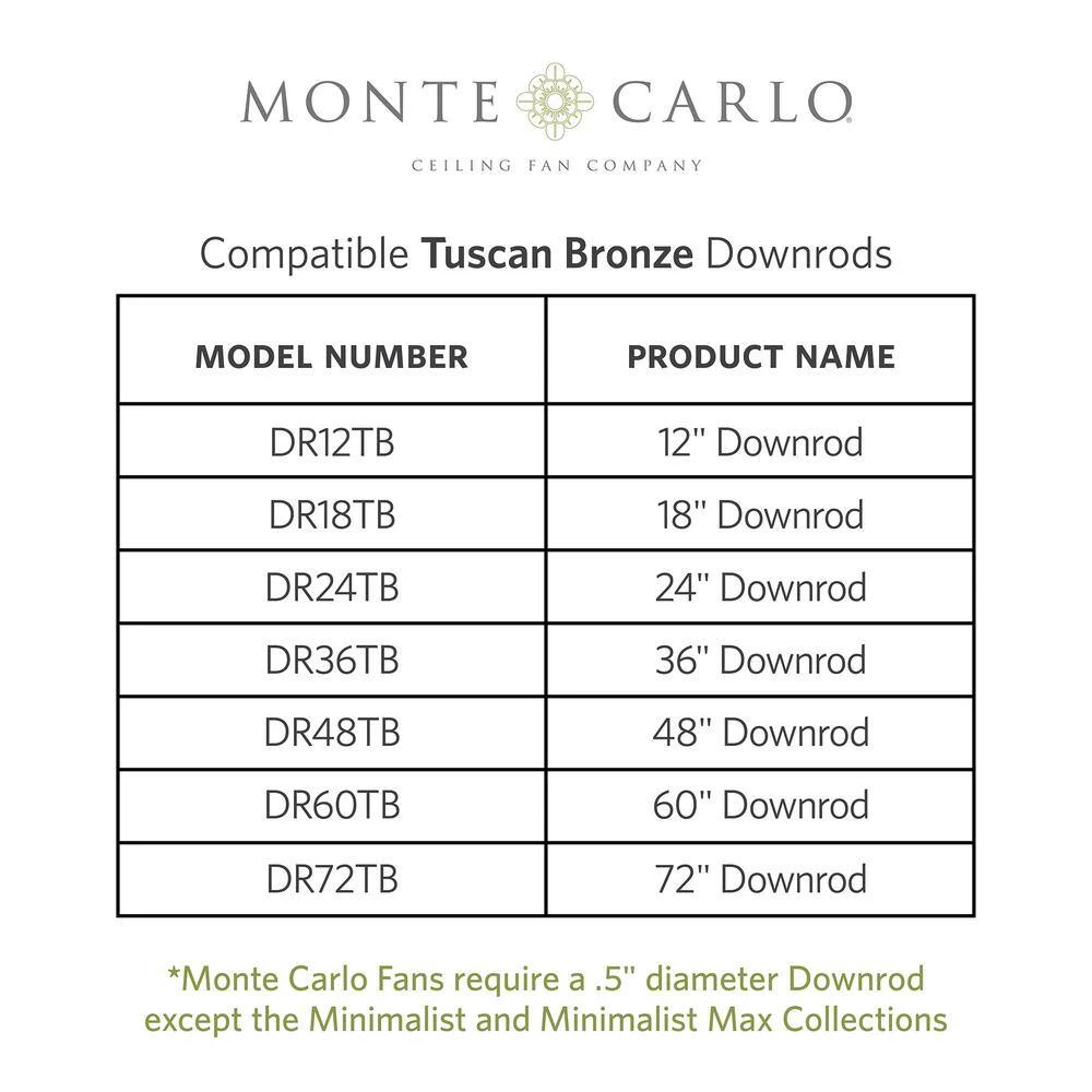 48 in. Tuscan Bronze Extension Downrod, 1/2 in. Inside Diameter by Monte Carlo 4 48 in. Tuscan Bronze Extension Downrod, 1/2 in. Inside Diameter by Monte Carlo - Image 2