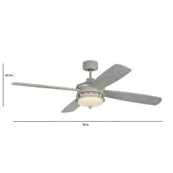 Lemont 56 in. Integrated LED Indoor Washed Grey Ceiling Fan with Washed Grey Blades and Remote Control by Monte Carlo -Justice Design Sales washed grey with washed grey blades monte carlo ceiling fans with lights 4lmr56wgrd 1f 1000